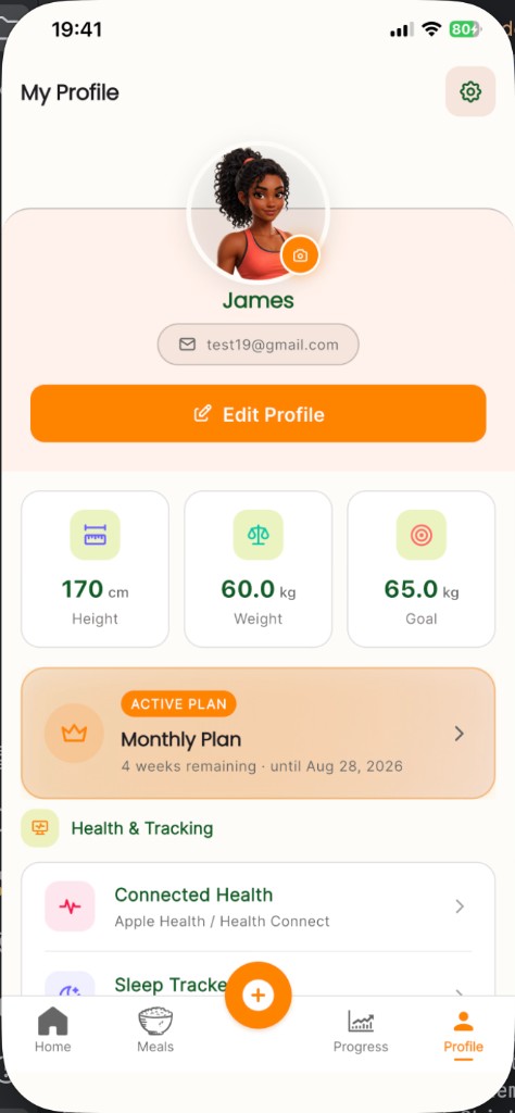 Fitness360 profile with Connected Health